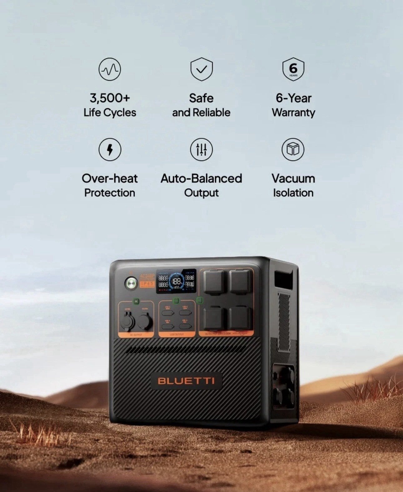 BLUETTI AC240P Portable Power Station 2400W 1843Wh Solar Generator