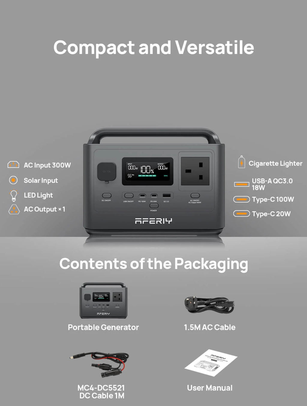 AFERIY P040 Portable Power Station 400W 256Wh