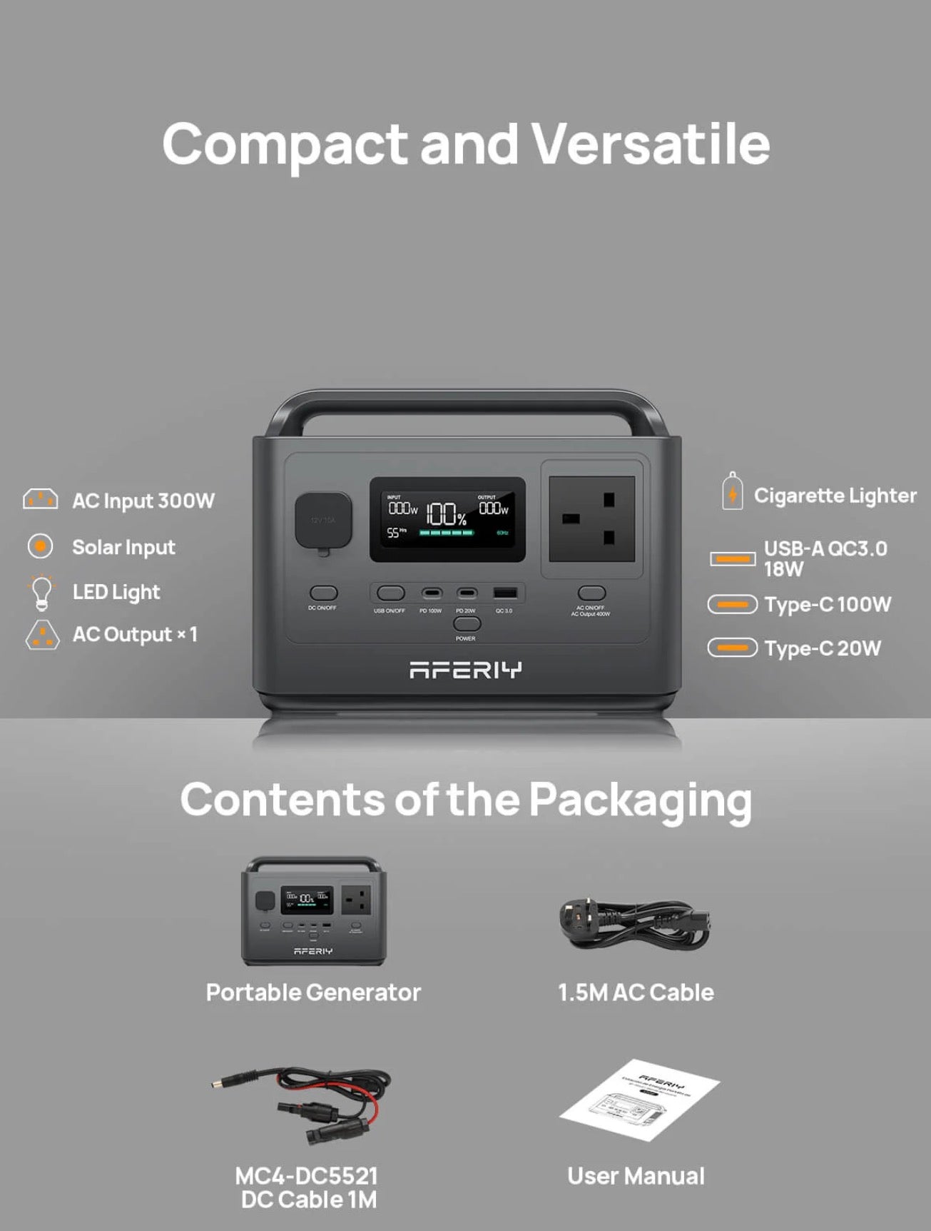AFERIY P040 Portable Power Station 400W 256Wh
