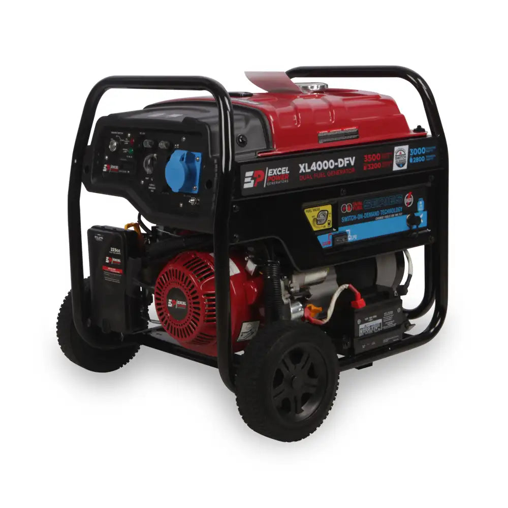 Excel Power XL4000DFV 3.5kW Open Framed LPG Dual-Fuel Generator
