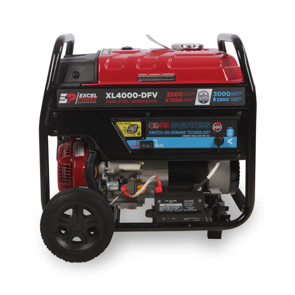 Excel Power XL4000DFV 3.5kW Open Framed LPG Dual-Fuel Generator
