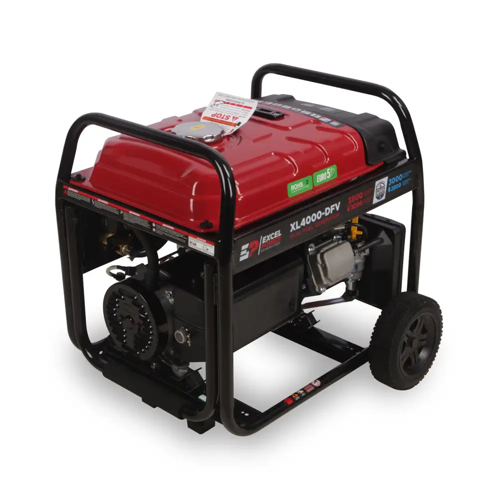 Excel Power XL4000DFV 3.5kW Open Framed LPG Dual-Fuel Generator