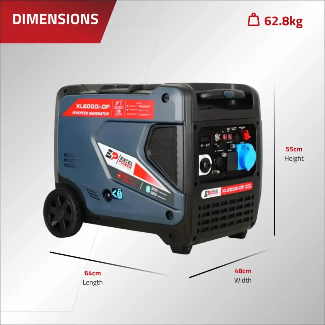 Excel Power XL6000i-DF 6kW Dual-Fuel Inverter Generator