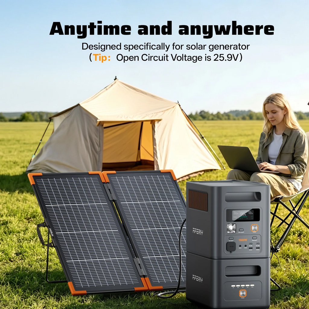 AFERIY SA100 100W Bifacial Portable Solar Panel | Foldable N-Type Solar Panel | IP67 Waterproof | MC4 Compatible